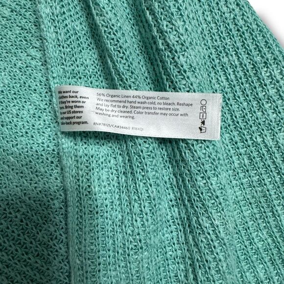 Eileen Fisher Organic Linen Cotton Open Knit Sweater Seafoam Size Large - Picture 8 of 8